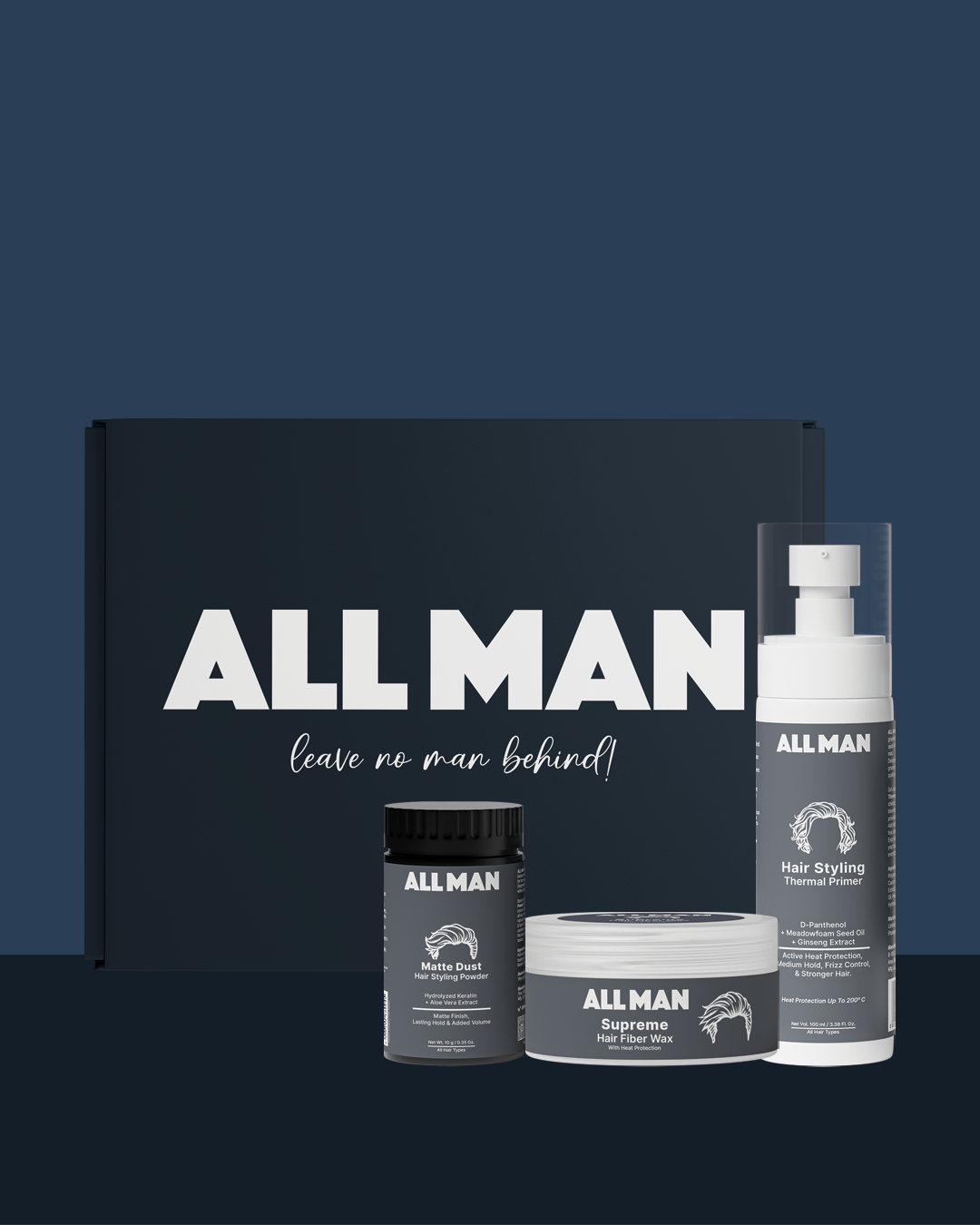 ALL MAN, Top Class Floww, Giftbox, Supreme Hair Fiber Wax, Matte Dust Hair Styling Powder, Hair Styling Thermal Primer