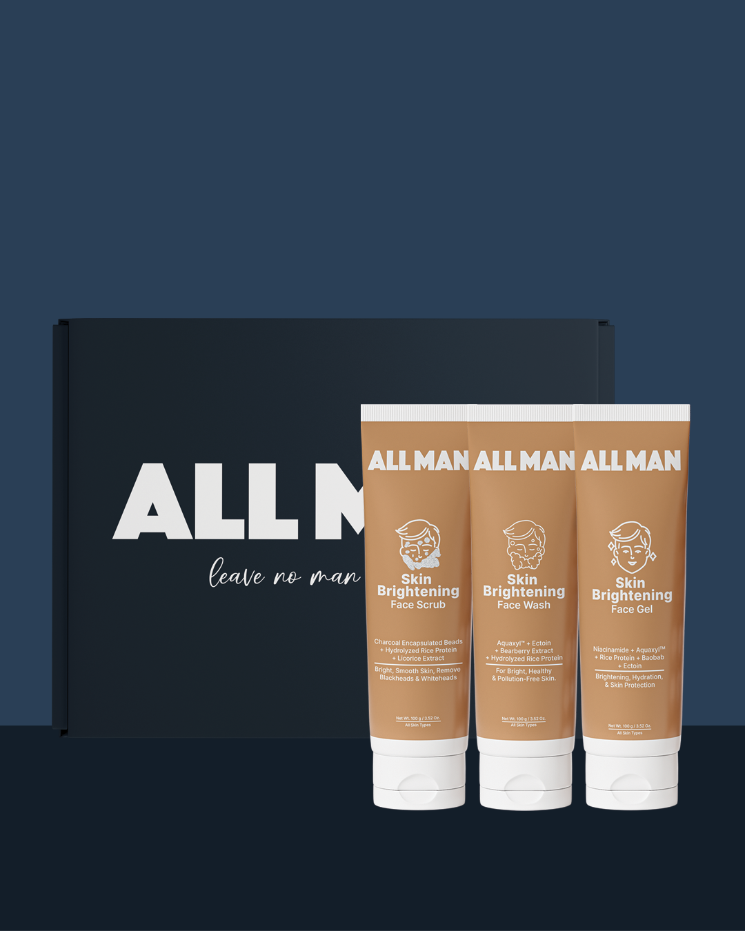 ALL MAN, The Badnaam Kit, Giftbox, Skin Brightening Face Wash, Skin Brightening Face Gel, Skin Brightening Face Scrub