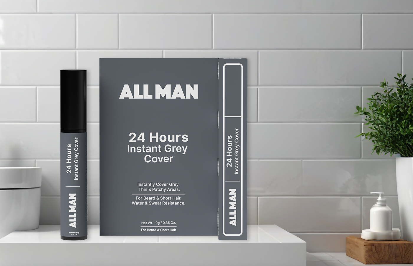 ALL MAN, 24-Hour Instant Grey Cover, Instant Coverage for Grey, Thin, & Patchy Areas