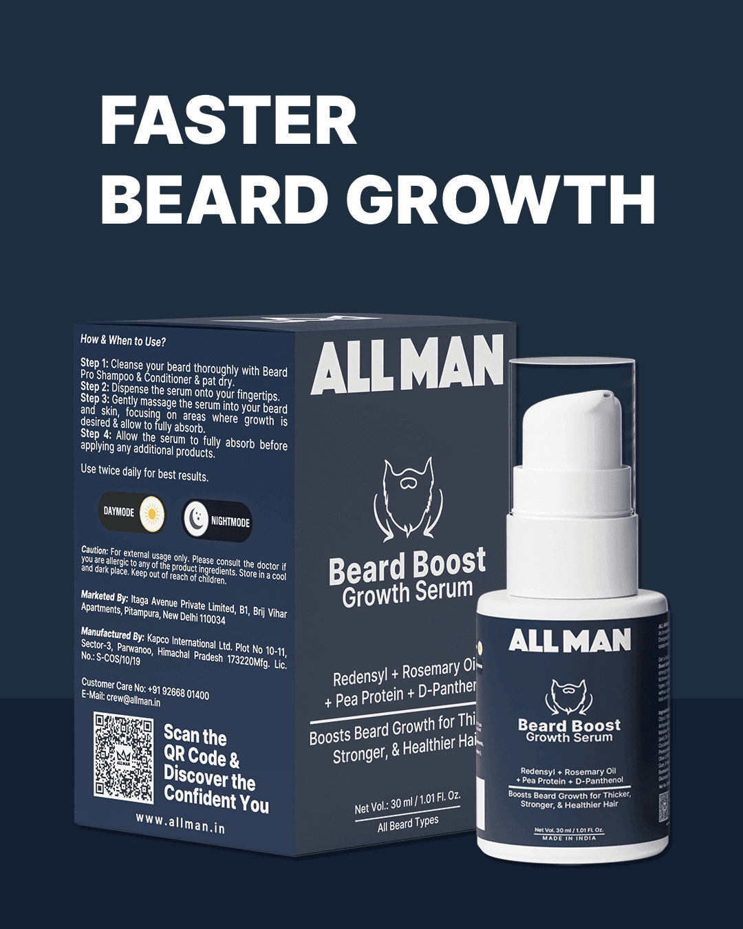 ALL MAN, Beard Boost Growth Serum, Faster beard growth