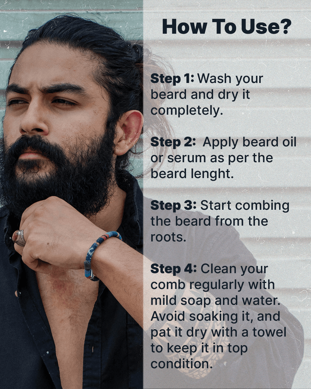 ALL MAN, Beard Shaper Comb, How To Use