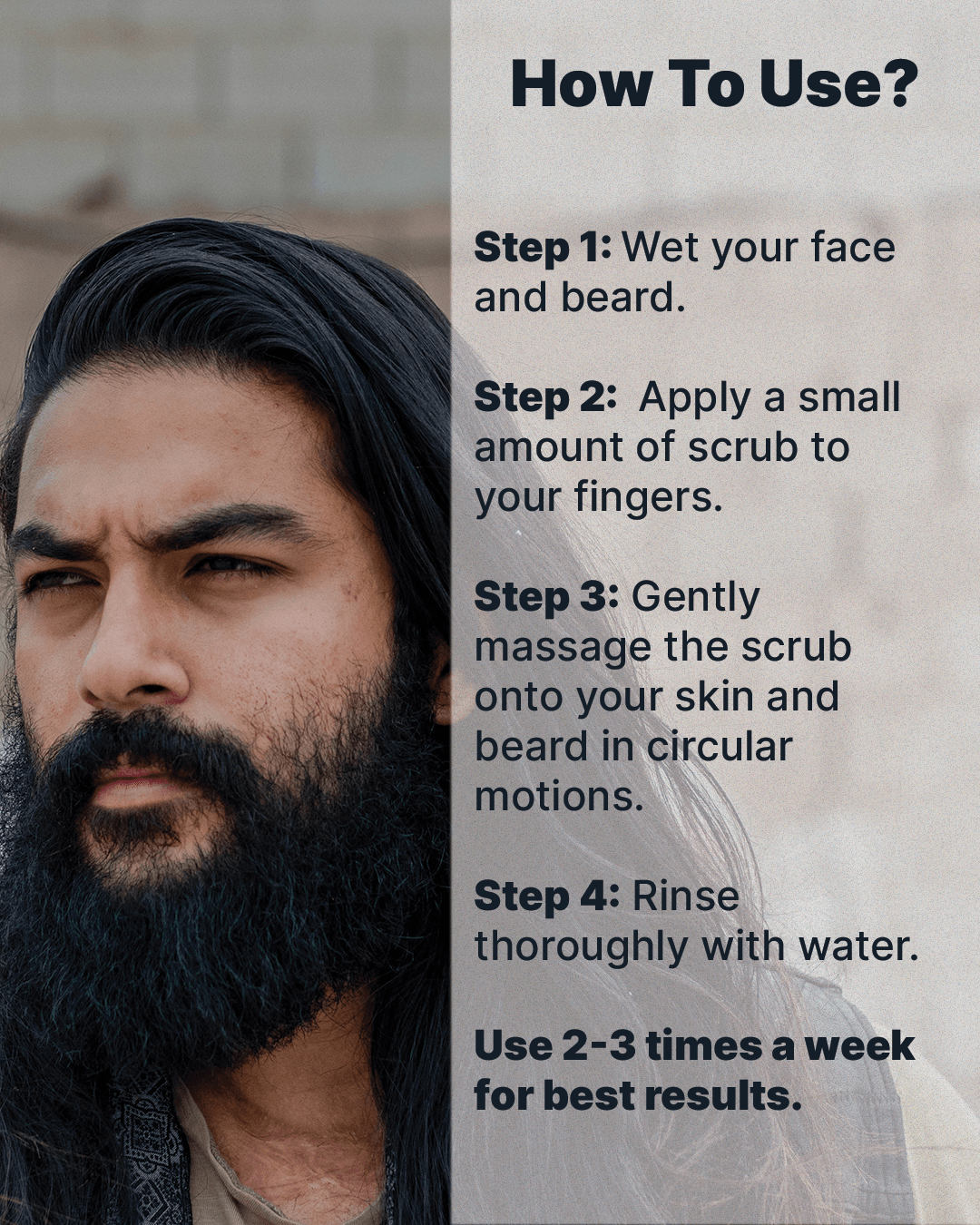 ALL MAN, Glow Groom Beard & Face Scrub, How To Use