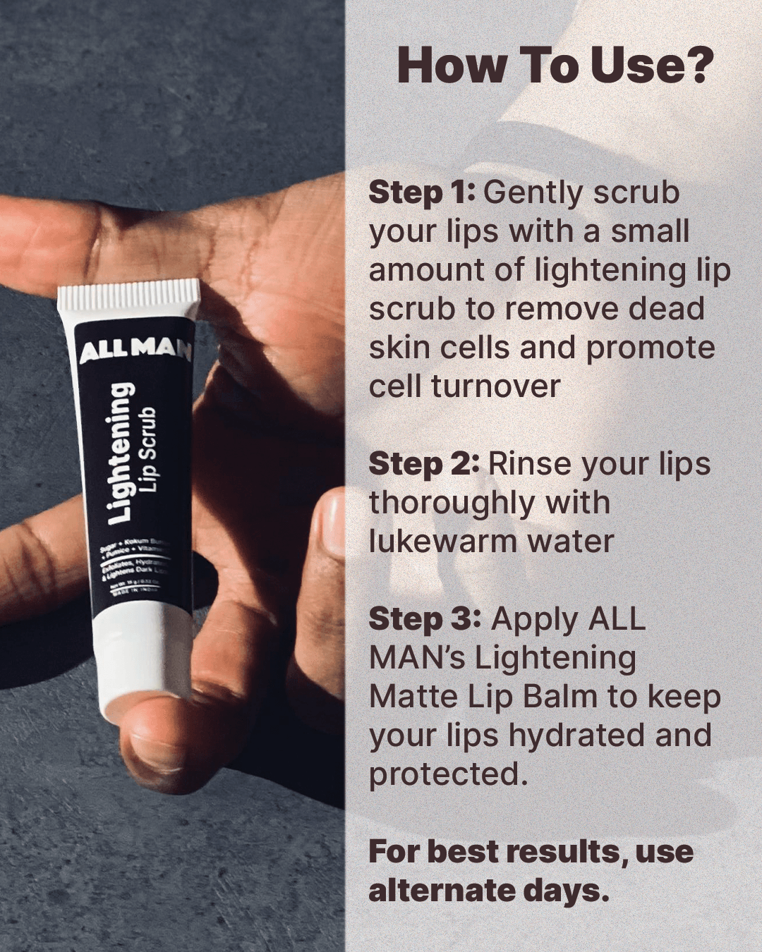 ALL MAN, Lightening Lip Scrub, How to use