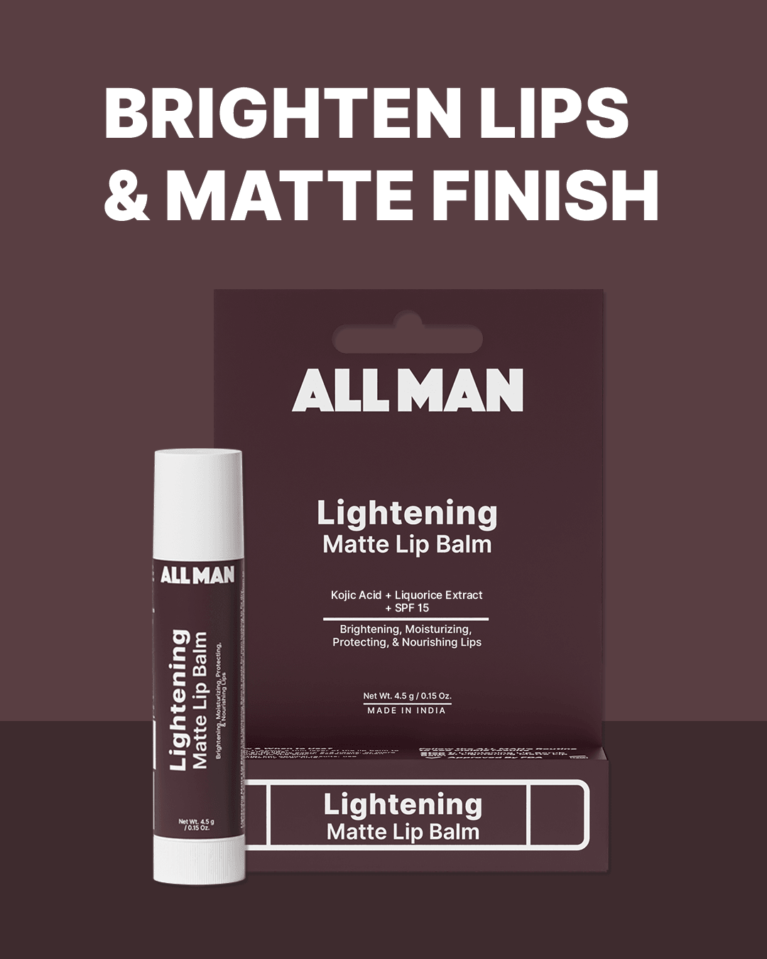 ALL MAN, Lightening Matte Lip Balm, Brightens lips & Matte finish