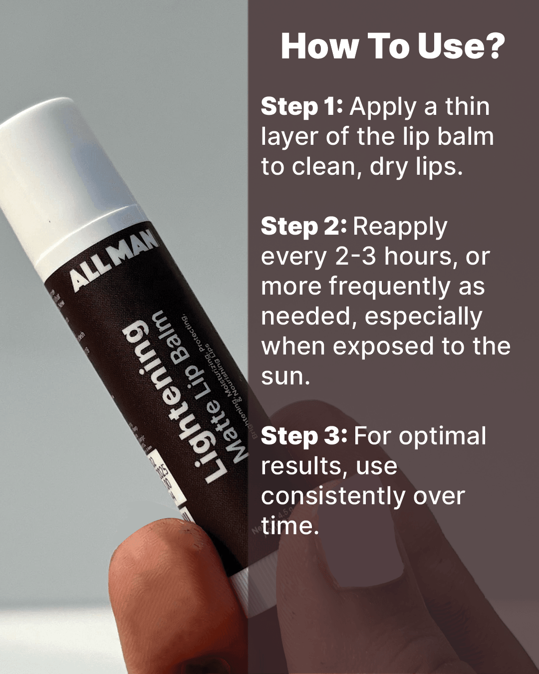 ALL MAN, Lightening Matte Lip Balm, How to use