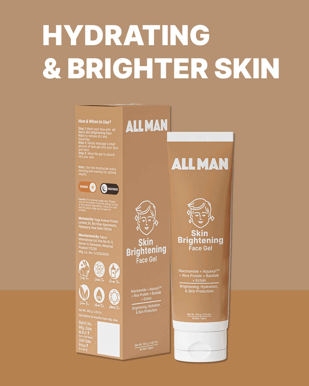 ALL MAN, Skin Brightening Face Gel, Hydrating & Brighter skin