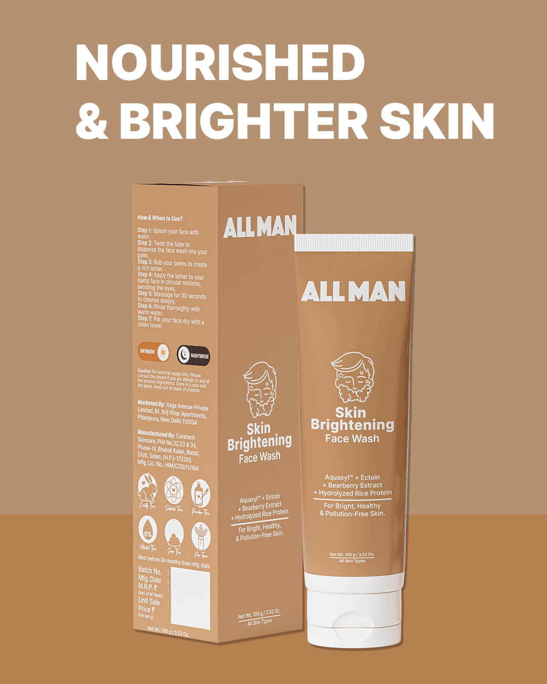 ALL MAN, Skin Brightening Face wash, Nourished & Brighter skin