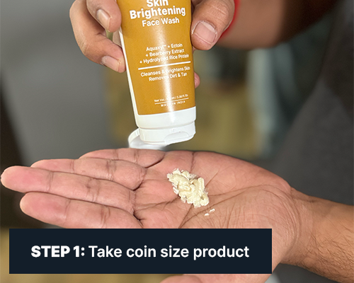 ALL MAN, Skin Brightening Face wash, How to use, Step-1, Take coin size product
