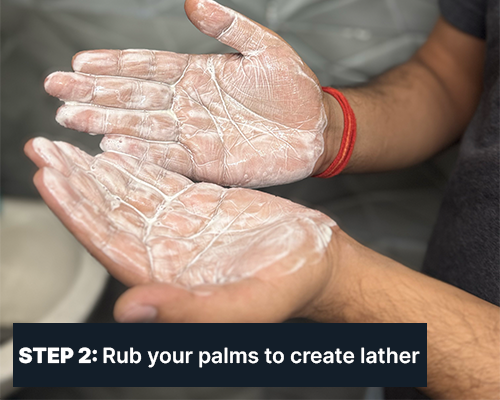 ALL MAN, Skin Brightening Face wash, How to use, Step-2, Rub your palms to create lather