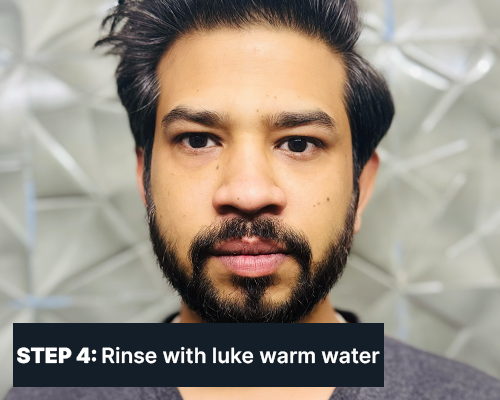 ALL MAN, Skin Brightening Face wash, How to use, Step-4, Rinse with luke warm water
