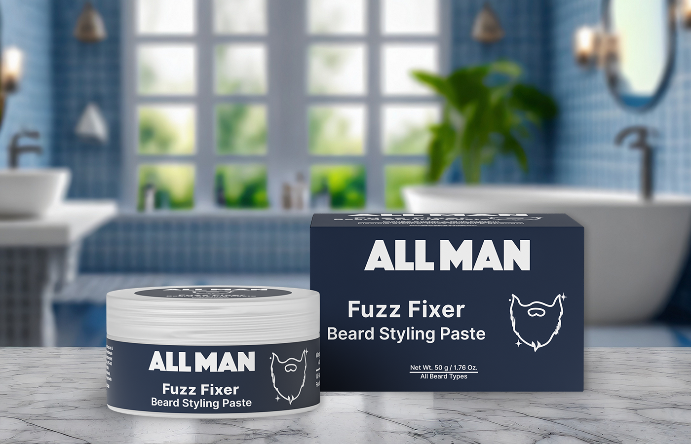 ALL MAN, Fuzz Fixer Styling Paste, Strong Hold and Shine for
Every Man's Beard