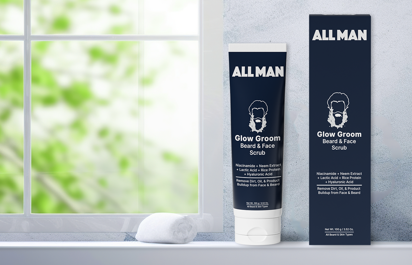 ALL MAN, Glow Groom Beard & Face Scrub, Exfoliate, Cleanse, and Soften
Your Beard and Face