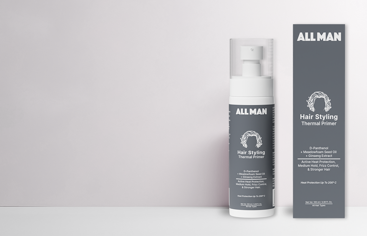 ALL MAN, Hair Styling Thermal Primer, Protect Your Hair from Heat and Style with Confidence