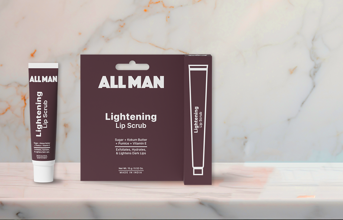 ALL MAN, Lightening Lip Scrub, Smooth and Brighten Your Lips with Gentle Exfoliation