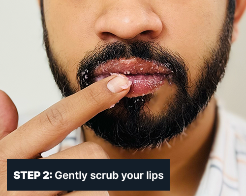 ALL MAN, Lightening lip scrub, How to use, Step-2, Gently Scrub your lips