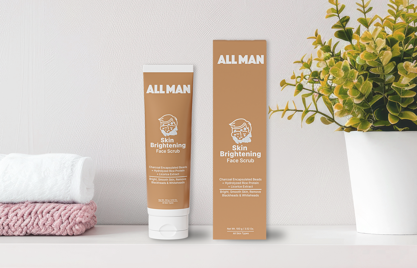 ALL MAN, Skin Brightening Face scrub, Reveal Bright, Refreshed Skin with Deep
Cleansing and Gentle Exfoliation