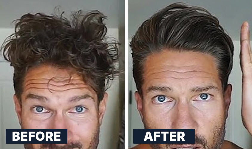 ALL MAN, Hair Styling Thermal Primer, Real Men, Real Results, Before-After 1
