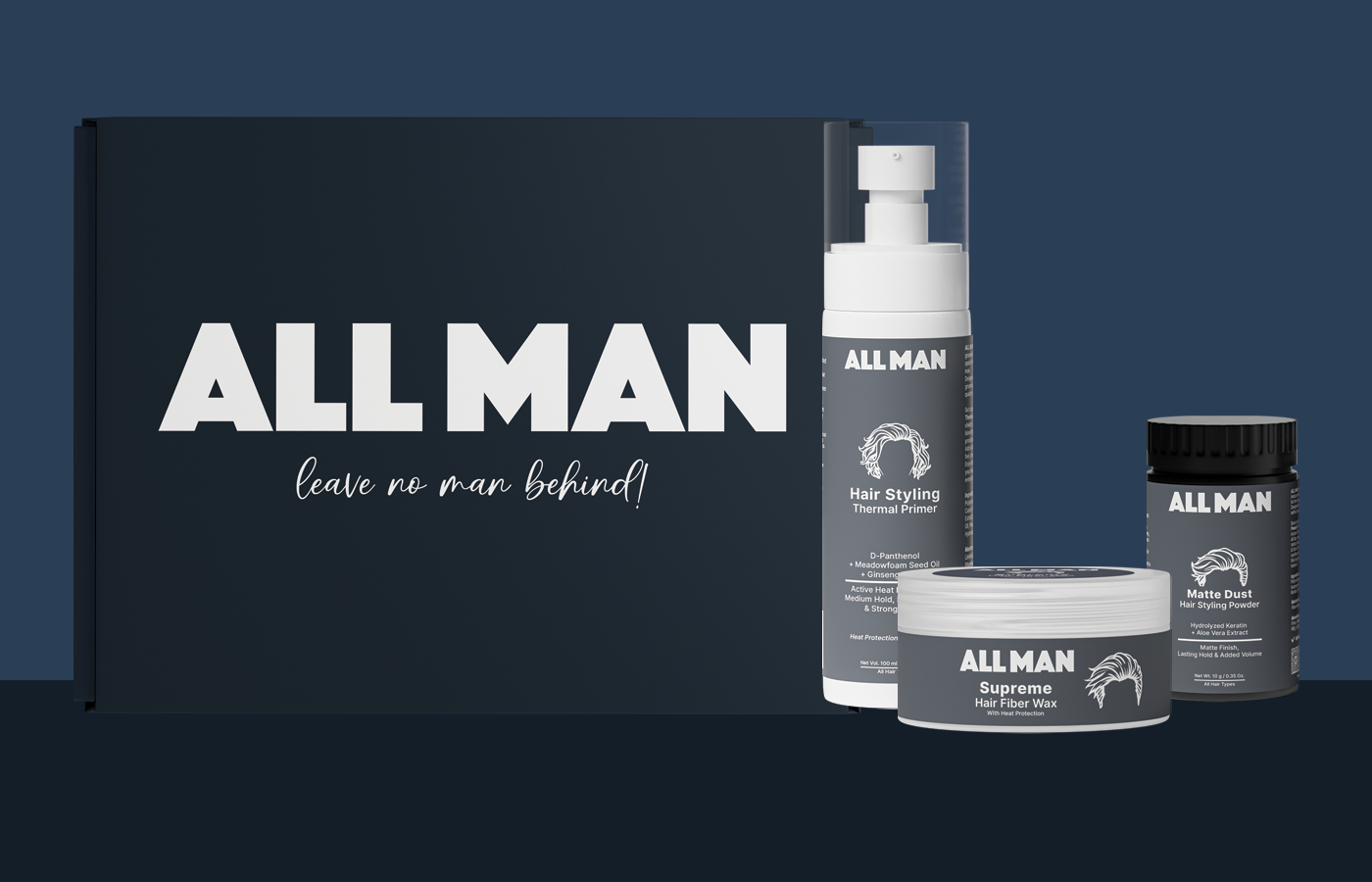 ALL MAN, Top Class Floww, Giftbox, Supreme Hair Fiber Wax, Matte Dust Hair Styling Powder, Hair Styling Thermal Primer, Ultimate Hair Game