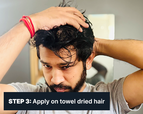 ALL MAN, Supreme Hair Fiber Wax, How to use, Step-3, Apply on towel dried hair