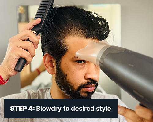 ALL MAN, Supreme Hair Fiber Wax, How to use, Step-4, Blowdry to desired style