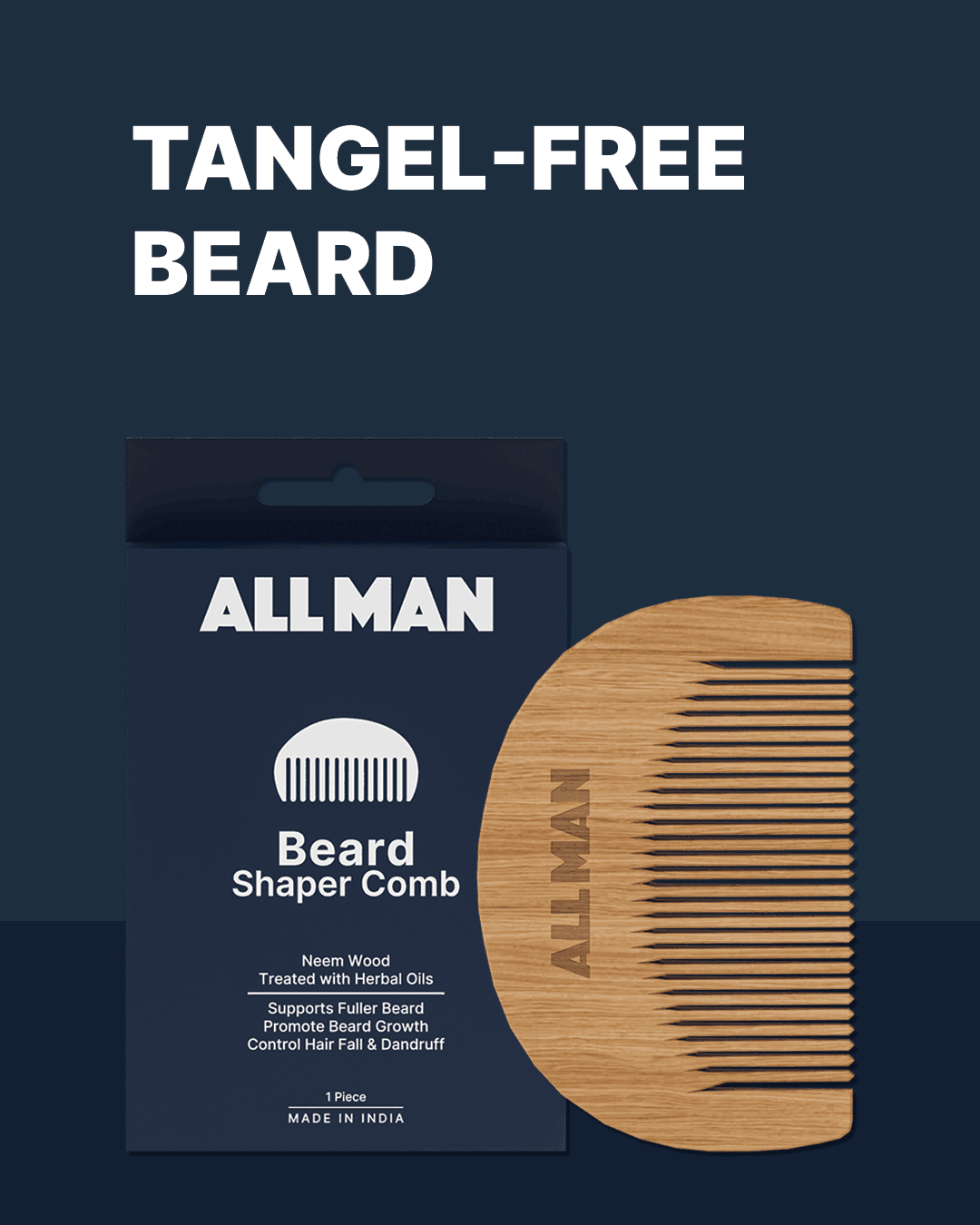 ALL MAN, Beard Shaper Comb, Tangle Free Beard