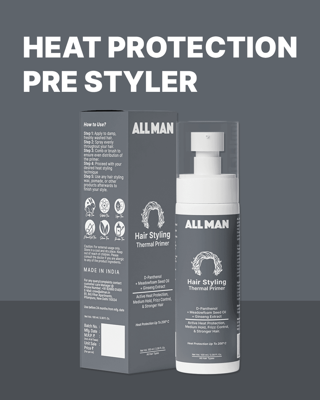 ALL MAN, Hair Styling Thermal Primer, Hair protection pre styler