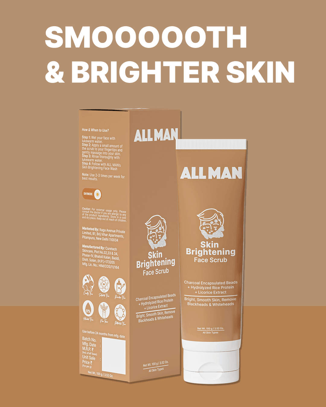 ALL MAN, Skin Brightening Face scrub, Smooth & Brighter skin