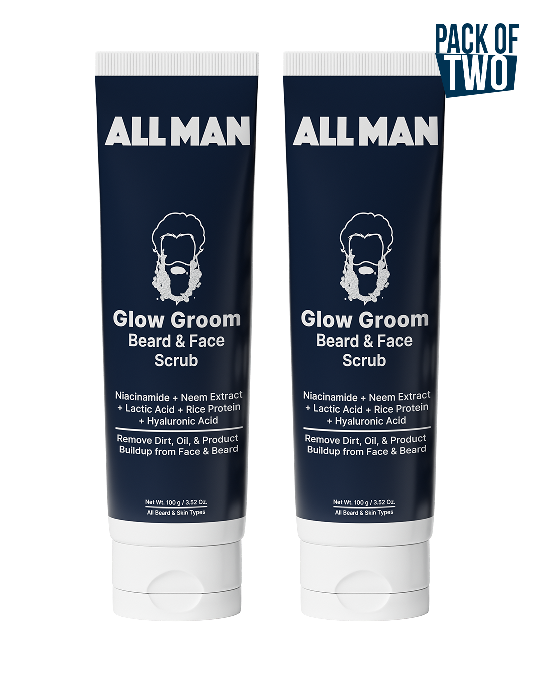 Glow Groom Beard & Face Scrub (Pack of 2) - 200g