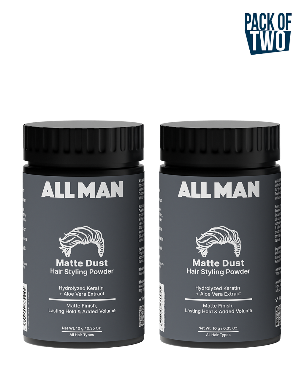 Buy ALL MAN Matte Dust Hair Styling Powder Pack of 2 – Instant Volume ...